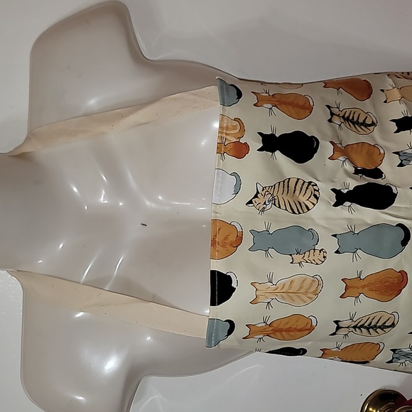 Cooking Apron cat print multicolored kitties nwot pocket cotton - Picture 3 of 7